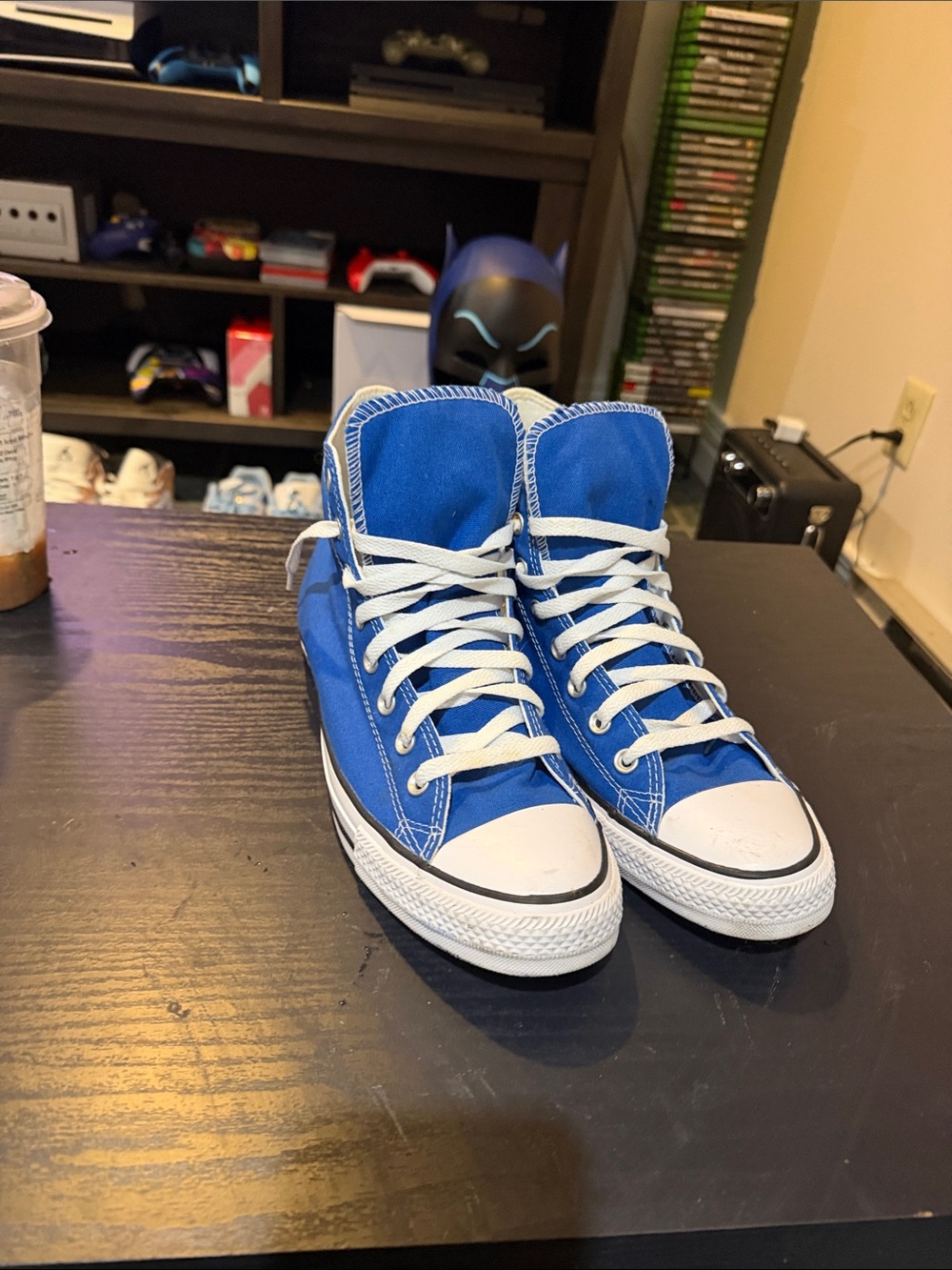 Classic High-Top Kids Canvas Sneakers in Blue with White Accents